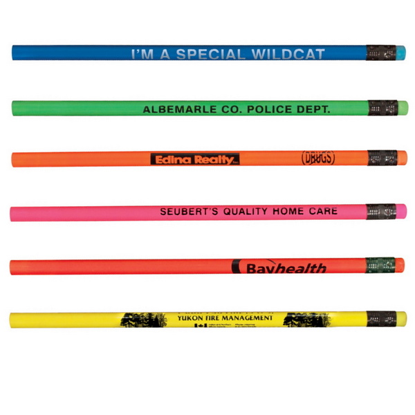 SA20245 Fluorescent PENCIL with Matching Neon Eraser And Custom Imprin